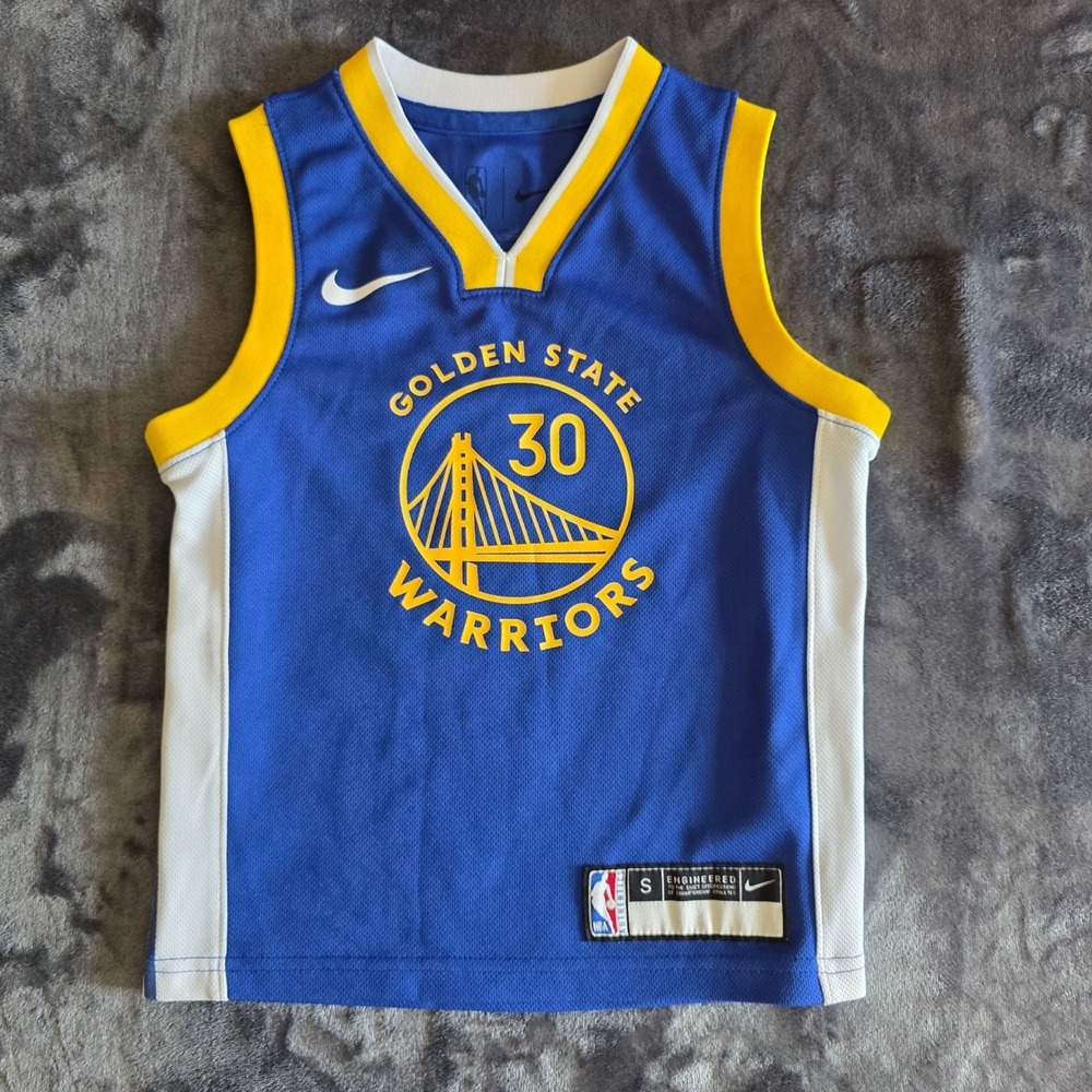 Nike Golden State Warriors Stephen Curry 30 Jersey Kids Small 4 Blue Basketball
